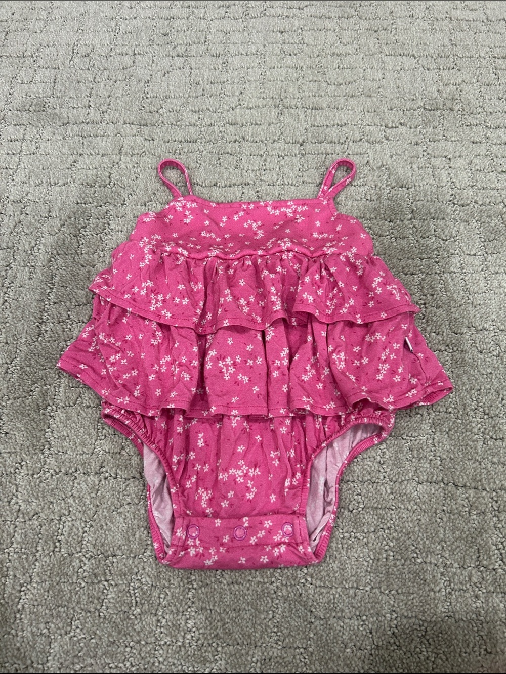 Posh Peanut Pink Floral Ruffle One-Piece Bodysuit
